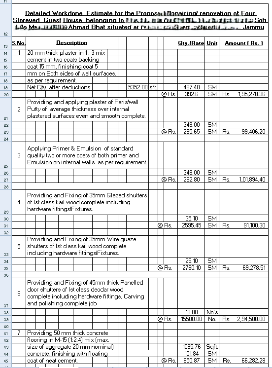 CIVIL/ BUILDING ESTIMATES BY CIVIL ENGINEERS